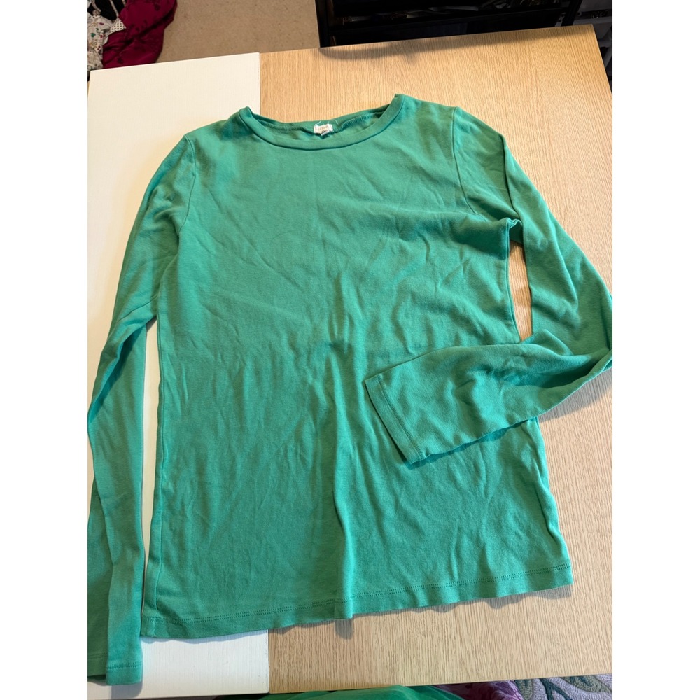 J.Crew Womens XL Green Long Sleeve Crewneck Cotton T-Shirt RN77388